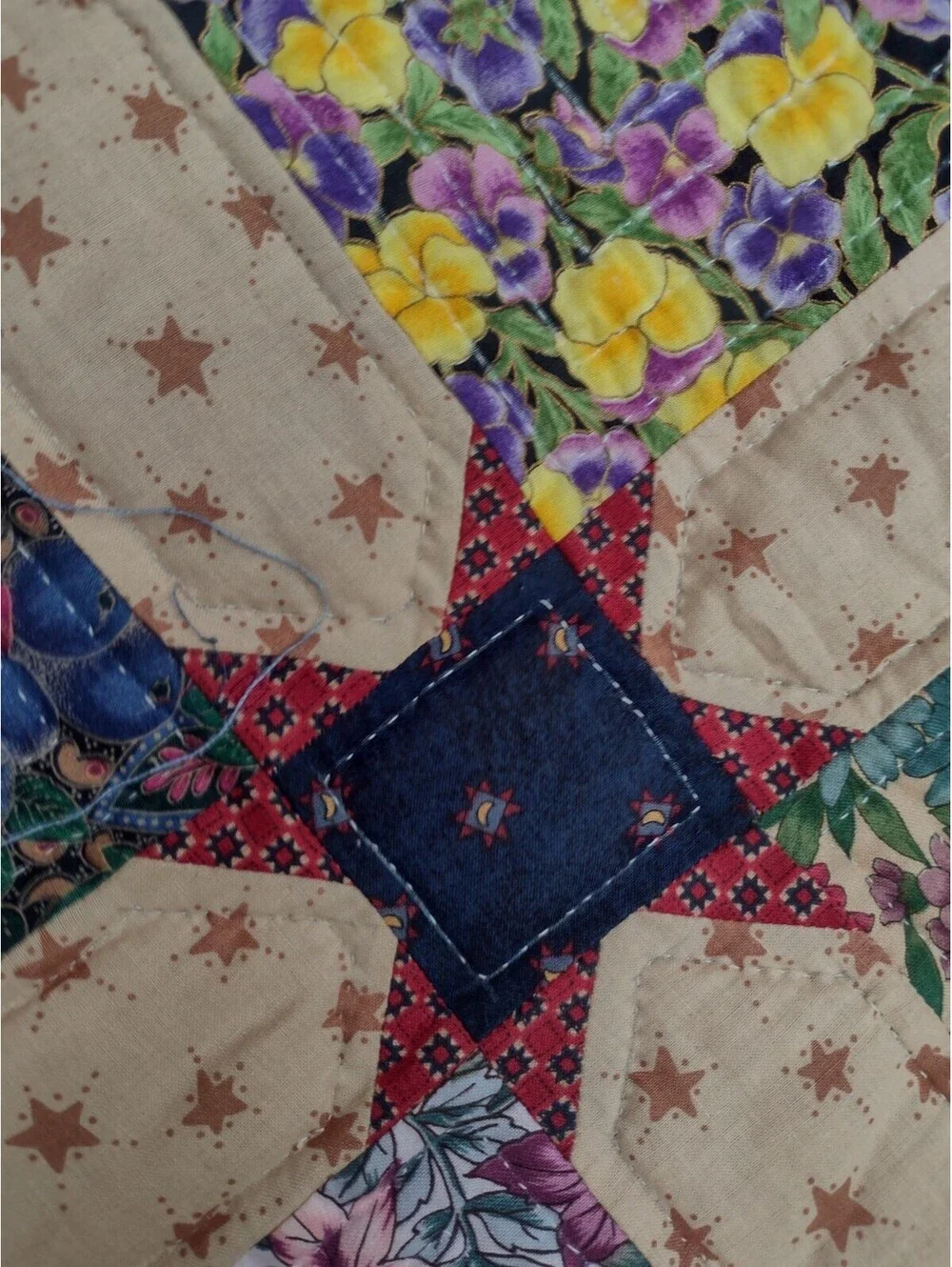 Handmade Quilted Wall Hanging Floral Patchwork Cottagecore Country Decor 34x26